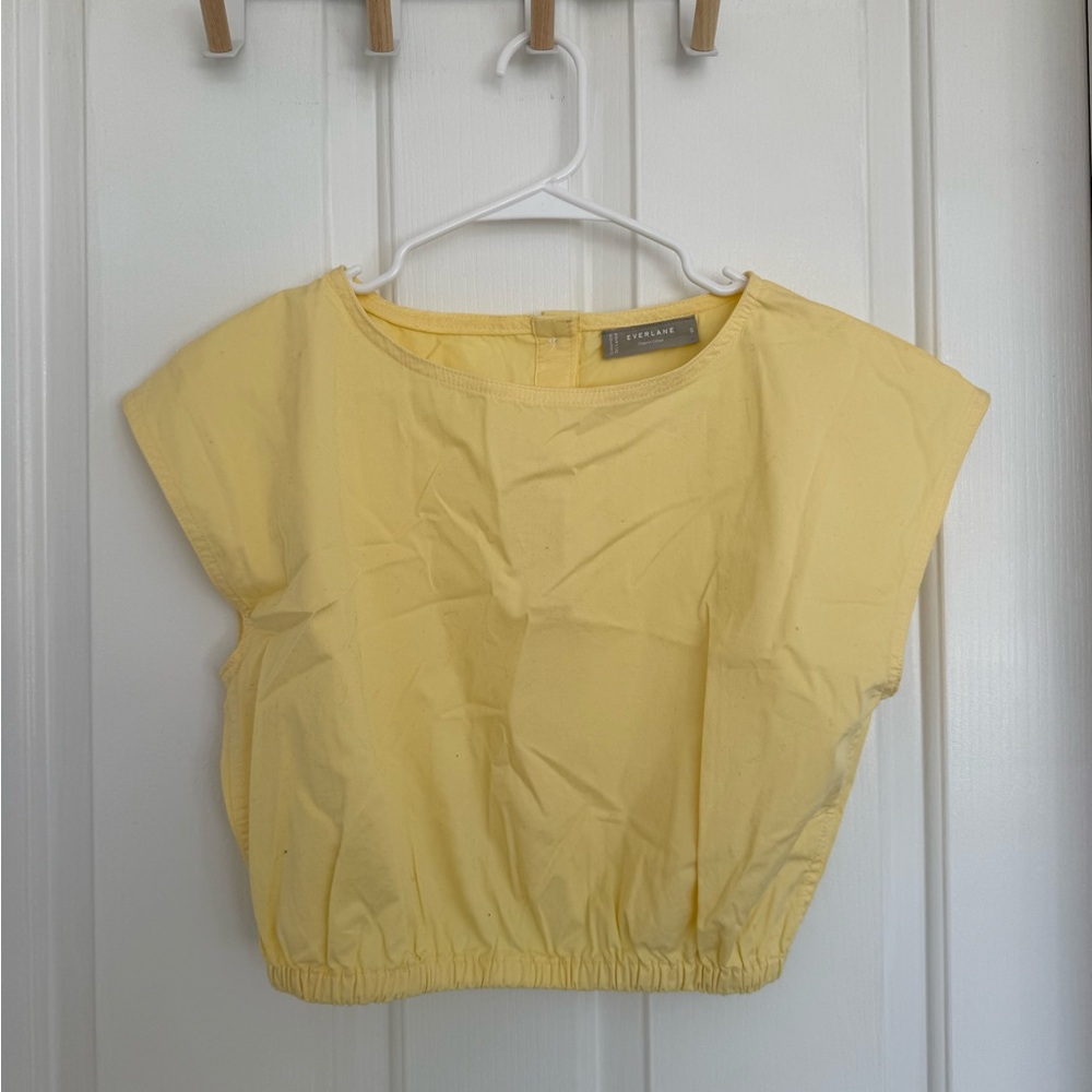 Everlane The Bubble Top Cropped Organic Cotton Top S Yellow